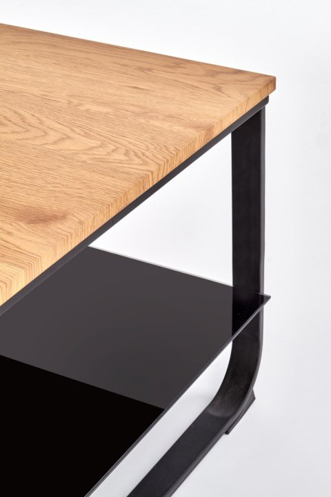 Halmar ława ARTIGA prostokątna MDF okleinowany dąb złoty / stelaż stal malowana czarny 105x55 z półką Halmar ława ARTIGA prostokątna MDF okleinowany dąb złoty / stelaż stal malowana czarny 105x55 z półką