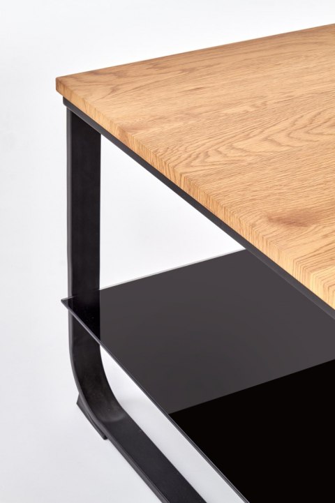 Halmar ława ARTIGA prostokątna MDF okleinowany dąb złoty / stelaż stal malowana czarny 105x55 z półką Halmar ława ARTIGA prostokątna MDF okleinowany dąb złoty / stelaż stal malowana czarny 105x55 z półką