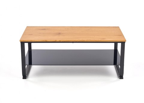 Halmar ława ARTIGA prostokątna MDF okleinowany dąb złoty / stelaż stal malowana czarny 105x55 z półką Halmar ława ARTIGA prostokątna MDF okleinowany dąb złoty / stelaż stal malowana czarny 105x55 z półką