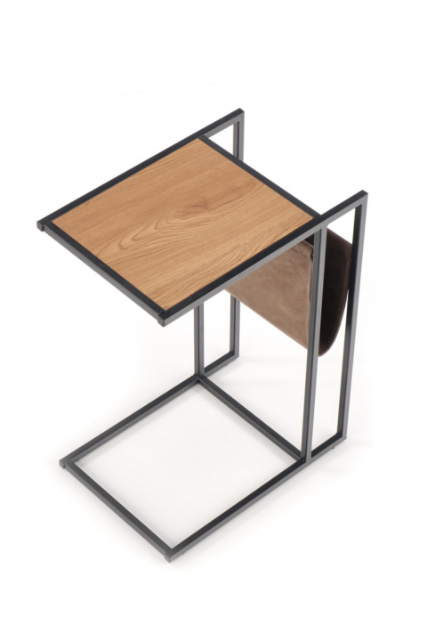 ŁAWA STOLIK COMPACT Halmar MDF okleinowany DĄB ZŁOTY / stelaż stal CZARNY ekoskóra 47x33 ŁAWA STOLIK COMPACT Halmar MDF okleinowany DĄB ZŁOTY / stelaż stal CZARNY ekoskóra 47x33