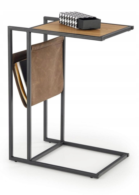 ŁAWA STOLIK COMPACT Halmar MDF okleinowany DĄB ZŁOTY / stelaż stal CZARNY ekoskóra 47x33 ŁAWA STOLIK COMPACT Halmar MDF okleinowany DĄB ZŁOTY / stelaż stal CZARNY ekoskóra 47x33