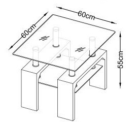 Halmar ława DIANA H KWADRAT szkło transparentny MDF laminowany dąb sonoma 60x60 z półką Halmar ława DIANA H KWADRAT szkło transparentny MDF laminowany dąb sonoma 60x60 z półką