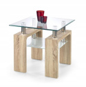 Halmar ława DIANA H KWADRAT szkło transparentny MDF laminowany dąb sonoma 60x60 z półką Halmar ława DIANA H KWADRAT szkło transparentny MDF laminowany dąb sonoma 60x60 z półką
