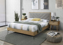 Halmar łóżko MARGARITA 160 tkanina popielaty/ MDF + okleina naturalny, stal malowana Halmar łóżko MARGARITA 160 tkanina popielaty/ MDF + okleina naturalny, stal malowana