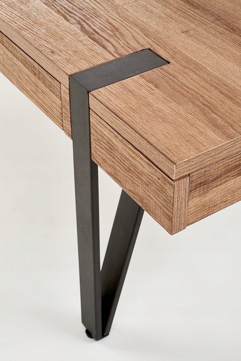 Halmar ława TULUZA prostokątna z szufladami MDF laminowany orzech miodowy / stal malowana proszkowo czarny 120x55 Halmar ława TULUZA prostokątna z szufladami MDF laminowany orzech miodowy / stal malowana proszkowo czarny 120x55