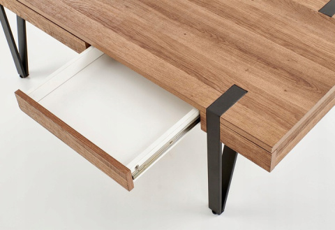 Halmar ława TULUZA prostokątna z szufladami MDF laminowany orzech miodowy / stal malowana proszkowo czarny 120x55 Halmar ława TULUZA prostokątna z szufladami MDF laminowany orzech miodowy / stal malowana proszkowo czarny 120x55