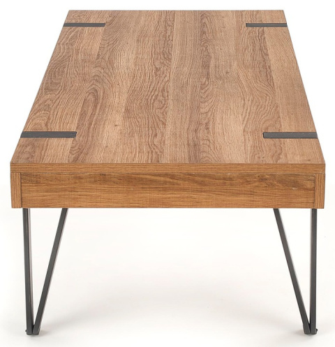 Halmar ława TULUZA prostokątna z szufladami MDF laminowany orzech miodowy / stal malowana proszkowo czarny 120x55 Halmar ława TULUZA prostokątna z szufladami MDF laminowany orzech miodowy / stal malowana proszkowo czarny 120x55