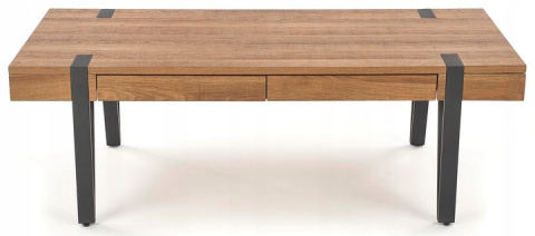 Halmar ława TULUZA prostokątna z szufladami MDF laminowany orzech miodowy / stal malowana proszkowo czarny 120x55 Halmar ława TULUZA prostokątna z szufladami MDF laminowany orzech miodowy / stal malowana proszkowo czarny 120x55