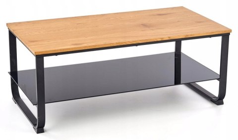 Halmar ława ARTIGA prostokątna MDF okleinowany dąb złoty / stelaż stal malowana czarny 105x55 z półką Halmar ława ARTIGA prostokątna MDF okleinowany dąb złoty / stelaż stal malowana czarny 105x55 z półką