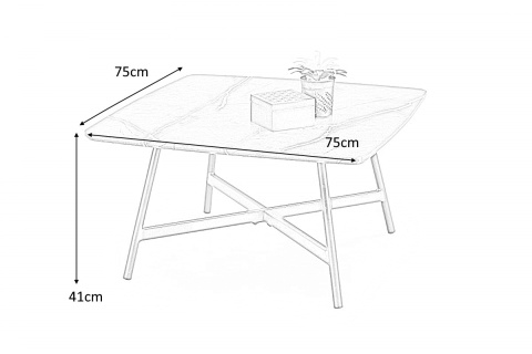 Halmar ława FERRARA blat MDF okleinowany - popielaty marmur, stelaż stal malowana - czarny 75x75 Halmar ława FERRARA blat MDF okleinowany - popielaty marmur, stelaż stal malowana - czarny 75x75