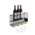 Intesi Półka mini bar Parima czarna - metalowy stojak na wina, kieliszki Intesi Półka mini bar Parima czarna - metalowy stojak na wina, kieliszki