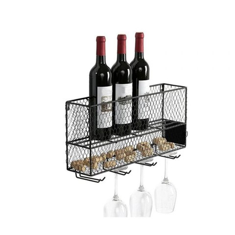 Intesi Półka mini bar Parima czarna - metalowy stojak na wina, kieliszki Intesi Półka mini bar Parima czarna - metalowy stojak na wina, kieliszki