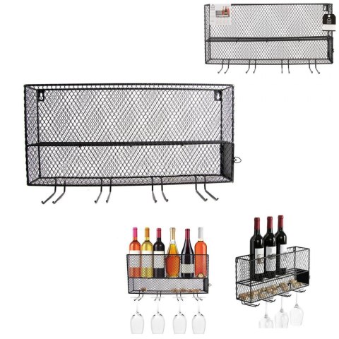 Intesi Półka mini bar Parima czarna - metalowy stojak na wina, kieliszki Intesi Półka mini bar Parima czarna - metalowy stojak na wina, kieliszki