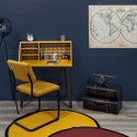 Intesi Sekretarzyk Hauts żółty - biurko musztardowe z organizerem - nogi drewniane