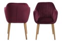ACTONA Krzesło do jadalni, salonu Emilia Velvet bordeaux bordowe - pikowane siedzisko, podstawa z olejowanego dębowego drewna ACTONA Krzesło do jadalni, salonu Emilia Velvet bordeaux bordowe - pikowane siedzisko, podstawa z olejowanego dębowego drewna
