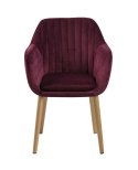 ACTONA Krzesło do jadalni, salonu Emilia Velvet bordeaux bordowe - pikowane siedzisko, podstawa z olejowanego dębowego drewna ACTONA Krzesło do jadalni, salonu Emilia Velvet bordeaux bordowe - pikowane siedzisko, podstawa z olejowanego dębowego drewna