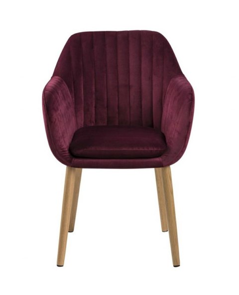 ACTONA Krzesło do jadalni, salonu Emilia Velvet bordeaux bordowe - pikowane siedzisko, podstawa z olejowanego dębowego drewna ACTONA Krzesło do jadalni, salonu Emilia Velvet bordeaux bordowe - pikowane siedzisko, podstawa z olejowanego dębowego drewna