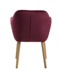 ACTONA Krzesło do jadalni, salonu Emilia Velvet bordeaux bordowe - pikowane siedzisko, podstawa z olejowanego dębowego drewna ACTONA Krzesło do jadalni, salonu Emilia Velvet bordeaux bordowe - pikowane siedzisko, podstawa z olejowanego dębowego drewna