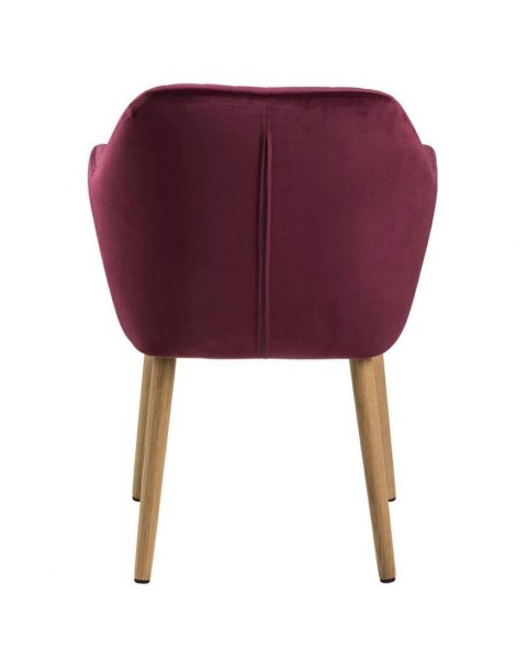 ACTONA Krzesło do jadalni, salonu Emilia Velvet bordeaux bordowe - pikowane siedzisko, podstawa z olejowanego dębowego drewna ACTONA Krzesło do jadalni, salonu Emilia Velvet bordeaux bordowe - pikowane siedzisko, podstawa z olejowanego dębowego drewna