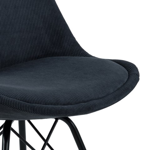 ACTONA Krzesło do jadalni Eris Sztruks Antracytowe czarne - tapicerowane do salonu, restauracji, hotelu - nogi metal czarne ACTONA Krzesło do jadalni Eris Sztruks Antracytowe czarne - tapicerowane do salonu, restauracji, hotelu - nogi metal czarne