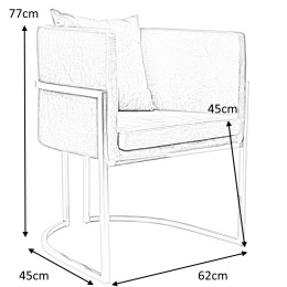 King Home Fotel CHLOE VELVET ciemny szary welur - chrom podstawa metalowa złota