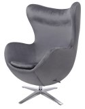 King Home Fotel EGG SZEROKI VELVET ciemny szary. 40 - welur, podstawa stal polerowana King Home Fotel EGG SZEROKI VELVET ciemny szary. 40 - welur, podstawa stal polerowana