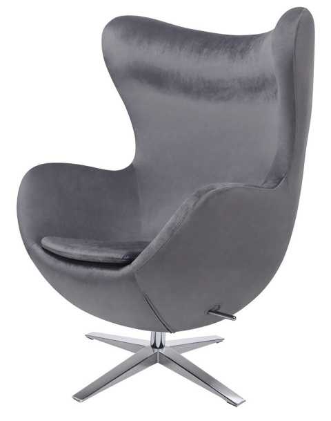 King Home Fotel EGG SZEROKI VELVET ciemny szary. 40 - welur, podstawa stal polerowana King Home Fotel EGG SZEROKI VELVET ciemny szary. 40 - welur, podstawa stal polerowana