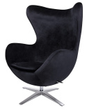 King Home Fotel EGG SZEROKI VELVET czarny.50 - welur, podstawa stal polerowana King Home Fotel EGG SZEROKI VELVET czarny.50 - welur, podstawa stal polerowana