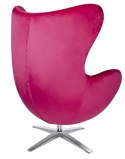 King Home Fotel EGG SZEROKI VELVET fuksja.33 - welur, podstawa stal polerowana