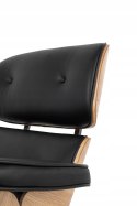 King Home Fotel LOUNGE HM PREMIUM SZEROKI z podnóżkiem czarny - sklejka jesion, skóra naturalna King Home Fotel LOUNGE HM PREMIUM SZEROKI z podnóżkiem czarny - sklejka jesion, skóra naturalna