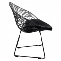 King Home Fotel Krzesło VOLIER SOFT metal czarny satynowy - poduszka czarna tapicerowana ekoskórą