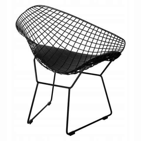 King Home Fotel Krzesło VOLIER SOFT metal czarny satynowy - poduszka czarna tapicerowana ekoskórą King Home Fotel Krzesło VOLIER SOFT metal czarny satynowy - poduszka czarna tapicerowana ekoskórą