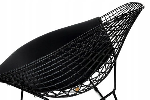 King Home Fotel Krzesło VOLIER SOFT metal czarny satynowy - poduszka czarna tapicerowana ekoskórą King Home Fotel Krzesło VOLIER SOFT metal czarny satynowy - poduszka czarna tapicerowana ekoskórą