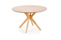 HALMAR stół NICOLAS okrągły dąb naturalny fi120cm blat MDF + okleina naturalna nogi lite drewno