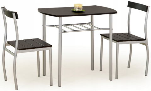 Halmar LANCE zestaw stół + 2 krzesła wenge MDF laminowany, stal malowana 82x50 Halmar LANCE zestaw stół + 2 krzesła wenge MDF laminowany, stal malowana 82x50