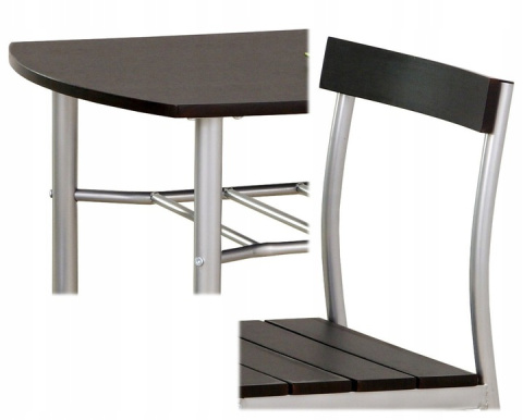 Halmar LANCE zestaw stół + 2 krzesła wenge MDF laminowany, stal malowana 82x50 Halmar LANCE zestaw stół + 2 krzesła wenge MDF laminowany, stal malowana 82x50