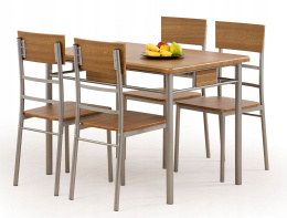Halmar NATANIEL - NATAN zestaw stół + 4 krzesła orzech, MDF laminowany, stal malowana proszkowo 110x70