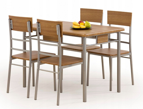 Halmar NATANIEL - NATAN zestaw stół + 4 krzesła orzech, MDF laminowany, stal malowana proszkowo 110x70 Halmar NATANIEL - NATAN zestaw stół + 4 krzesła orzech, MDF laminowany, stal malowana proszkowo 110x70