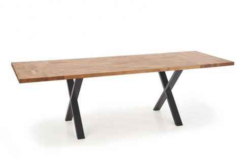 Halmar stół APEX 160x90 drewno lite - dębowe kolor: dąb naturalny, stelaż stal malowana czarny Halmar stół APEX 160x90 drewno lite - dębowe kolor: dąb naturalny, stelaż stal malowana czarny