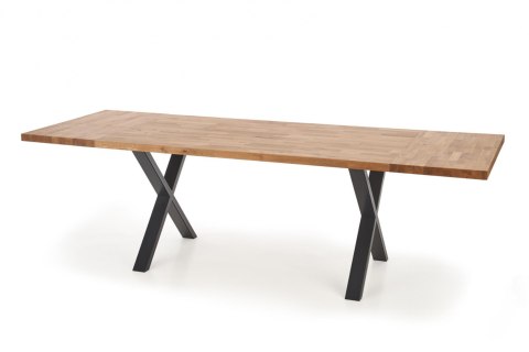 Halmar stół APEX 160x90 drewno lite - dębowe kolor: dąb naturalny, stelaż stal malowana czarny Halmar stół APEX 160x90 drewno lite - dębowe kolor: dąb naturalny, stelaż stal malowana czarny