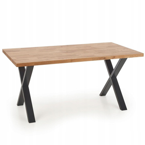 Halmar stół APEX 160x90 drewno lite - dębowe kolor: dąb naturalny, stelaż stal malowana czarny Halmar stół APEX 160x90 drewno lite - dębowe kolor: dąb naturalny, stelaż stal malowana czarny