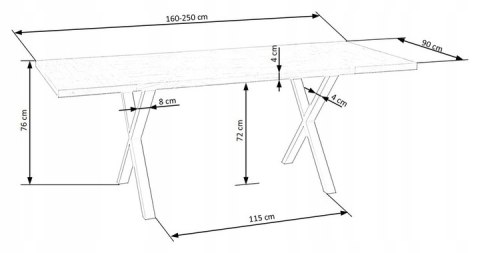 Halmar stół APEX 160x90 drewno lite - dębowe kolor: dąb naturalny, stelaż stal malowana czarny Halmar stół APEX 160x90 drewno lite - dębowe kolor: dąb naturalny, stelaż stal malowana czarny