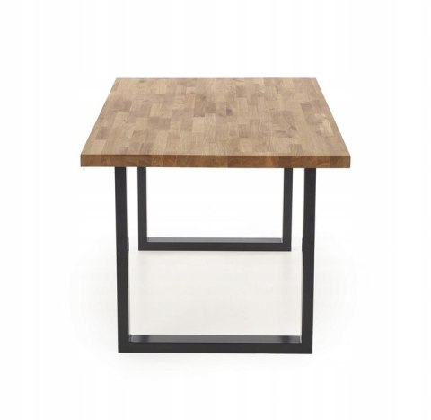 Halmar stół RADUS 140x85 drewno lite - dębowe kolor: dąb naturalny, stelaż stal malowana czarny, w opcji 2 przedłużki do blatu Halmar stół RADUS 140x85 drewno lite - dębowe kolor: dąb naturalny, stelaż stal malowana czarny, w opcji 2 przedłużki do blatu