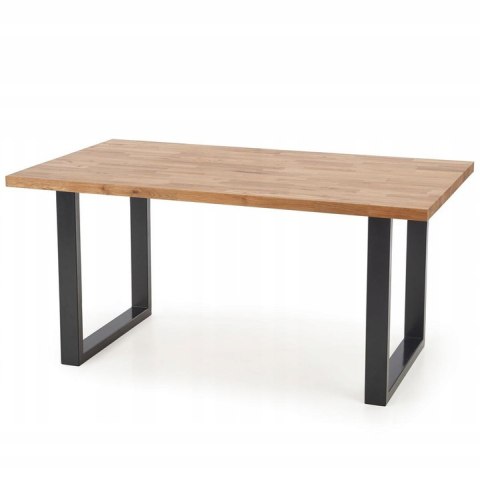 Halmar stół RADUS 140x85 drewno lite - dębowe kolor: dąb naturalny, stelaż stal malowana czarny, w opcji 2 przedłużki do blatu Halmar stół RADUS 140x85 drewno lite - dębowe kolor: dąb naturalny, stelaż stal malowana czarny, w opcji 2 przedłużki do blatu