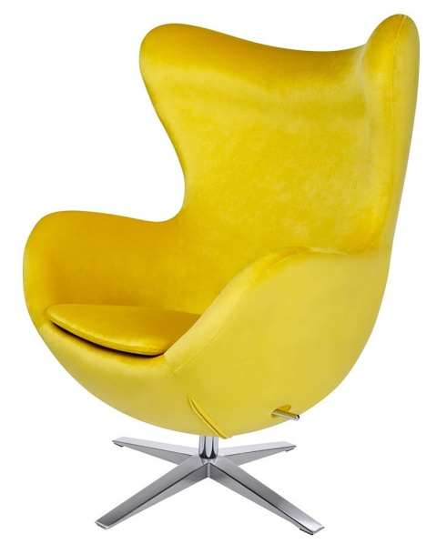 King Home Fotel EGG SZEROKI VELVET żółty.20 - welur, podstawa stal polerowana King Home Fotel EGG SZEROKI VELVET żółty.20 - welur, podstawa stal polerowana