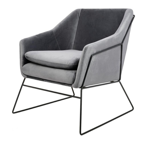 King Home Fotel EMMA VELVET ciemny szary welur - podstawa czarna metalowa King Home Fotel EMMA VELVET ciemny szary welur - podstawa czarna metalowa