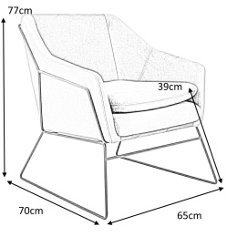 King Home Fotel EMMA tapicerka VELVET żółty welur - podstawa metal lakierowany czarny z dodatkową poduszką