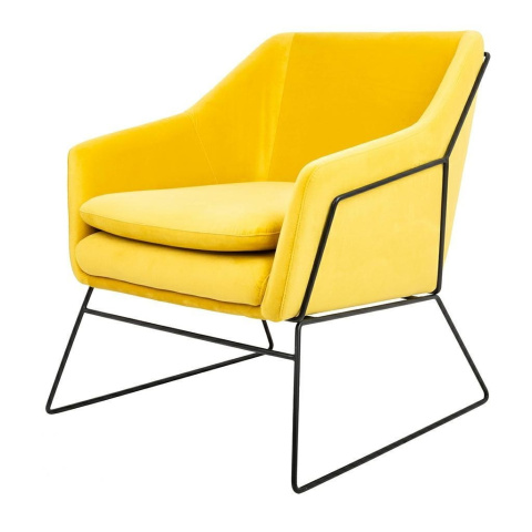 King Home Fotel EMMA tapicerka VELVET żółty welur - podstawa metal lakierowany czarny z dodatkową poduszką King Home Fotel EMMA tapicerka VELVET żółty welur - podstawa metal lakierowany czarny z dodatkową poduszką