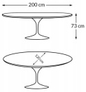 King Home Stół TULIP ELLIPSE biały - blat owalny MDF półmat, metal lakierowany połysk