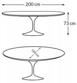 King Home Stół TULIP ELLIPSE biały - blat owalny MDF półmat, metal lakierowany połysk